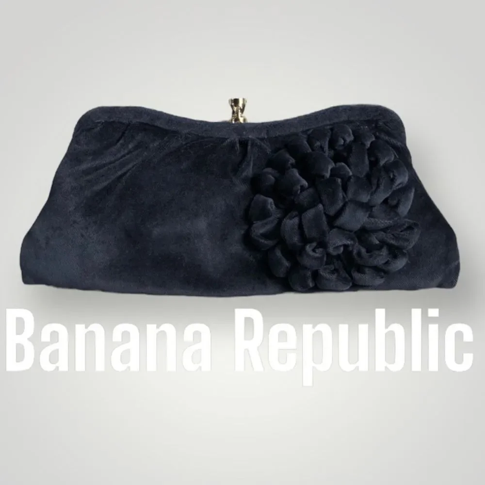 Banana Republic Black Velvet Clutch